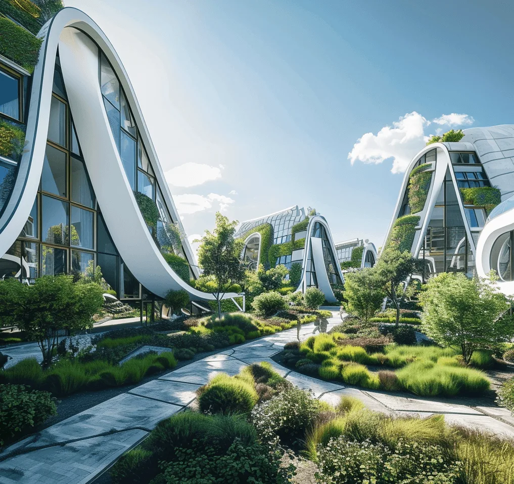 Arkitekt byggnad med böjda fönster